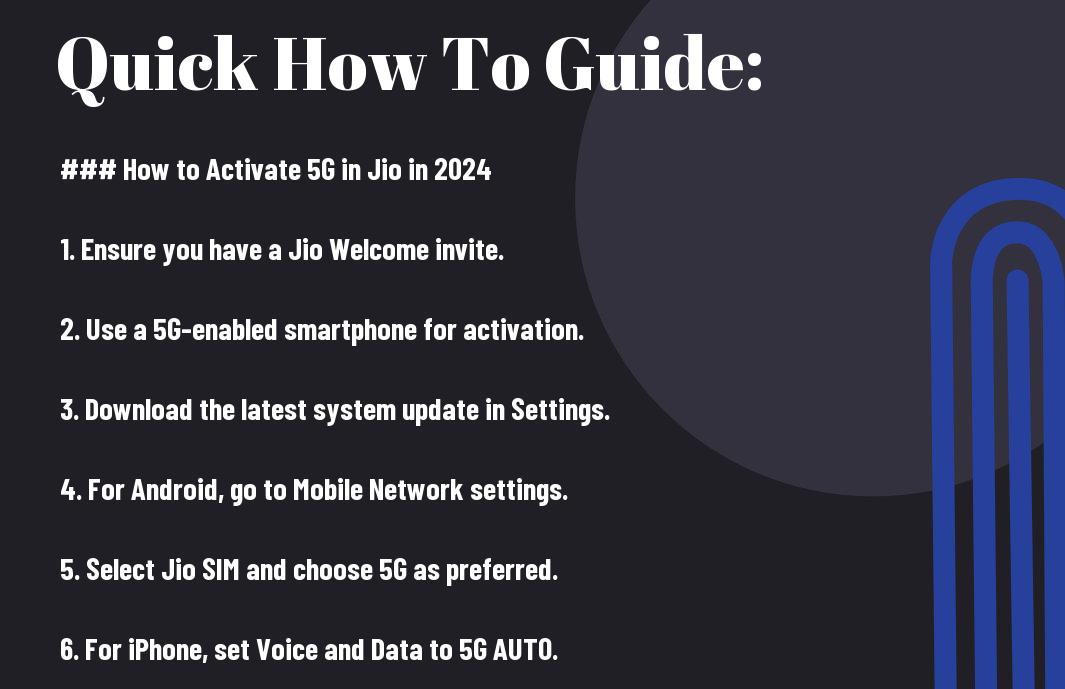 How to Activate 5G in Jio