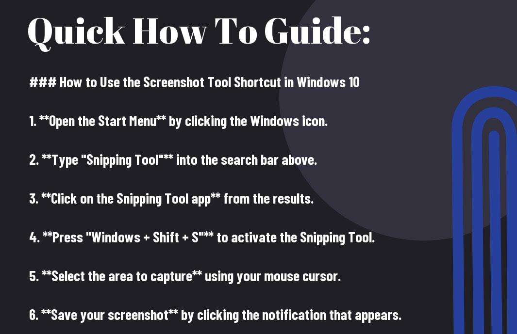 Shortcut for Screenshot Tool in Windows 10